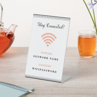 Personalised Minimalist Wifi Password and Network Pedestal Sign