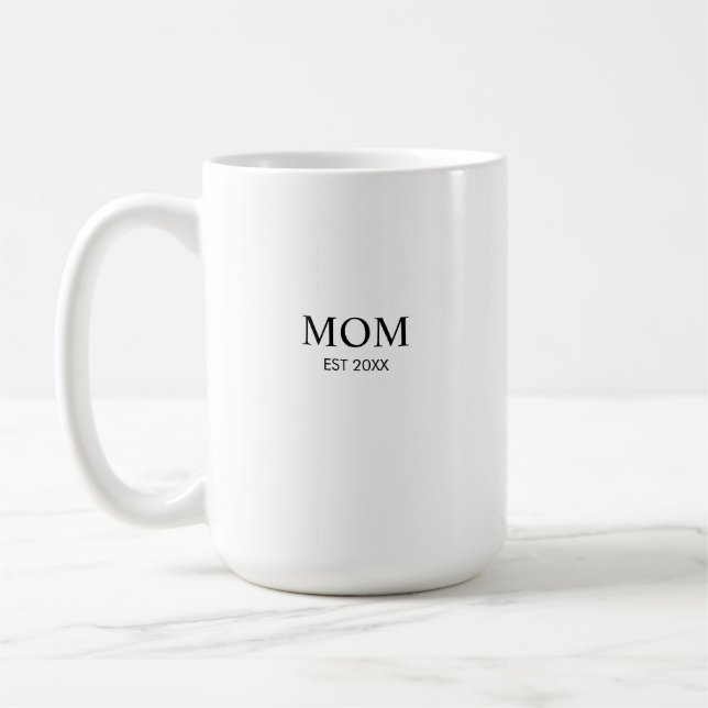 Personalised Minimalist Year Established Mum Coffee Mug (Left)