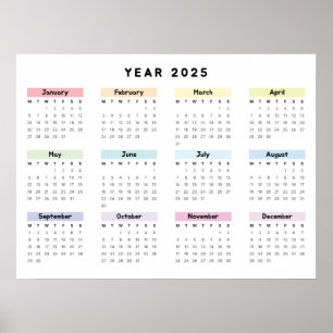 Personalised Minimalist Yearly Calendar Poster