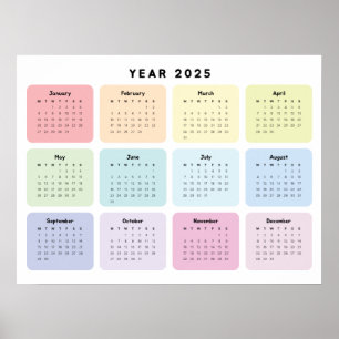 Personalised Minimalist Yearly Planner Calendar Poster