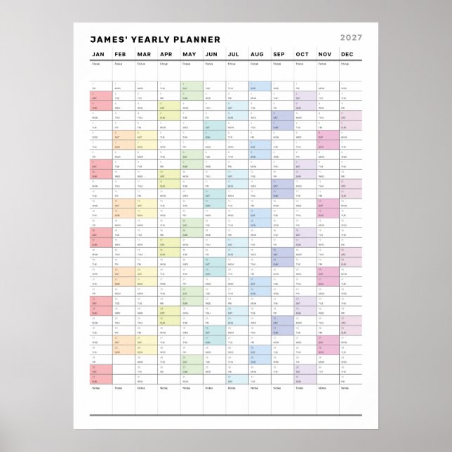 Personalised Minimalist Yearly Planner Poster (Front)