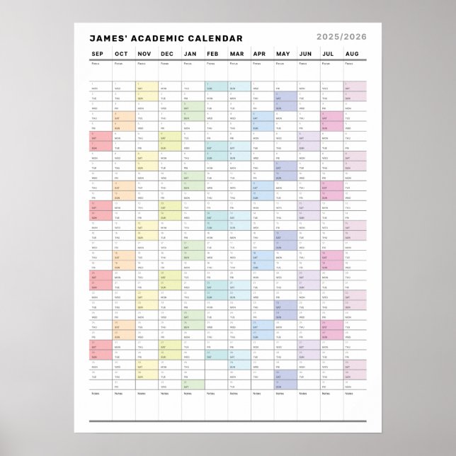 Personalised Minimalist Yearly Planner Poster (Front)