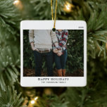 Personalised Minimalistic Single Photo Christmas Ceramic Ornament<br><div class="desc">Celebrate the holiday season with our Personalised Minimalistic Single Photo Christmas Ceramic Ornament. This elegant ornament combines classic traditional charm with a sleek, minimalistic design. Featuring a timeless black and white colour scheme, it offers a clean and simple aesthetic that will complement any Christmas tree. Customisable with a single photo,...</div>