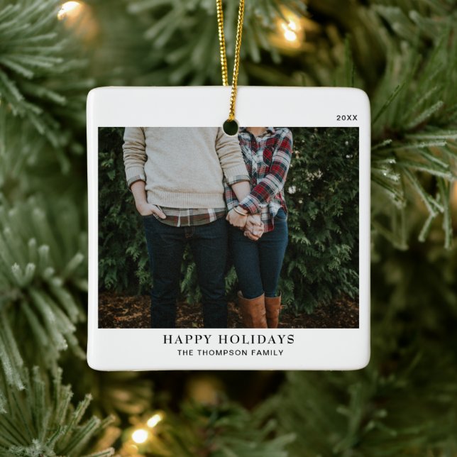 Personalised Minimalistic Single Photo Christmas Ceramic Ornament (Tree)