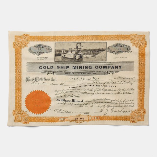 Personalised Mining Stock Kitchen Towel (Horizontal)