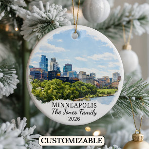 Personalised Minneapolis Ornament, Minnesota Ceramic Ornament