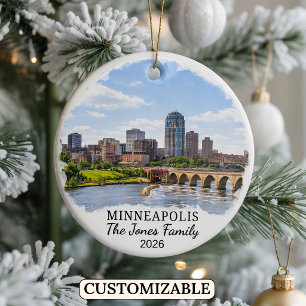 Personalised Minneapolis Ornament, Minnesota Ceramic Ornament