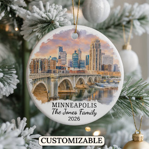 Personalised Minneapolis Ornament, Minnesota Ceramic Ornament