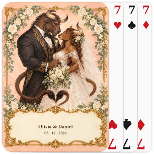Personalised Minotaur Bride & Groom Wedding Favour Playing Cards