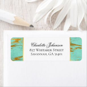 Personalised Mint and Gold Marble Pattern Return Address Label