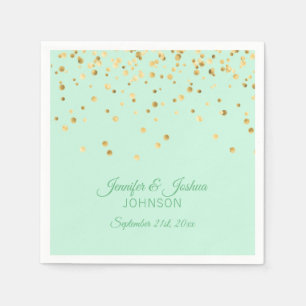 Personalised MINT green Gold Confetti Wedding Napkin