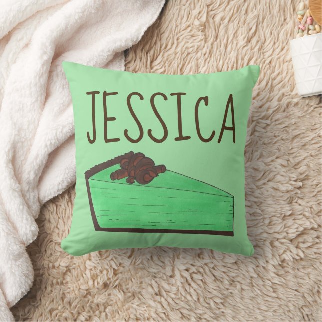 Personalised Mint Green Grasshopper Pie Slice Food Cushion (Blanket)