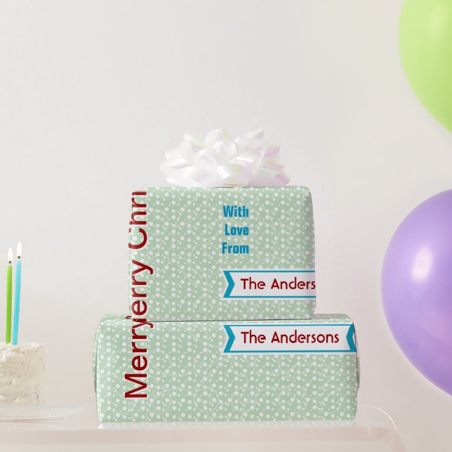Personalised Mint Green Holiday  Wrapping Paper (Party Gifts)