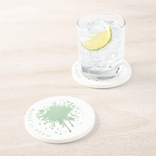 Personalised Mint Green Ink Blot Paper Plates Coaster