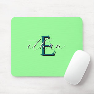 Personalised Mint Green Monogram Initial and Name Mouse Pad