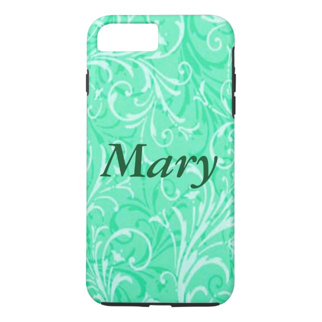 Personalised Mint Green Ornamental iPhone 7 Case (Back)