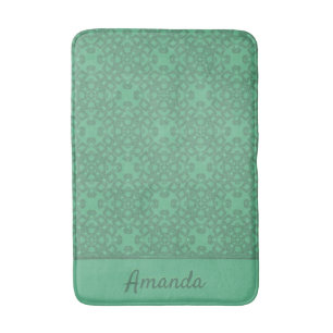 Personalised mint green pattern bath mat