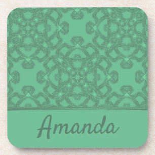 Personalised mint green pattern coaster