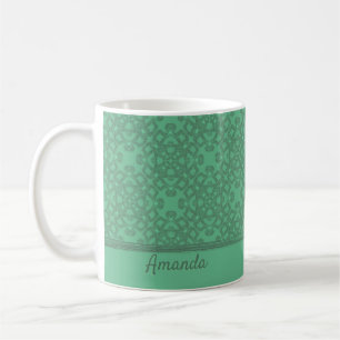 Personalised mint green pattern coffee mug