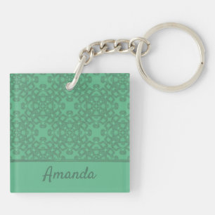 Personalised mint green pattern key ring