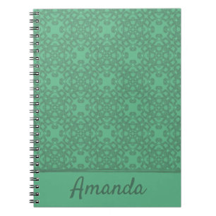 Personalised mint green pattern notebook