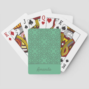 Personalised mint green pattern playing cards