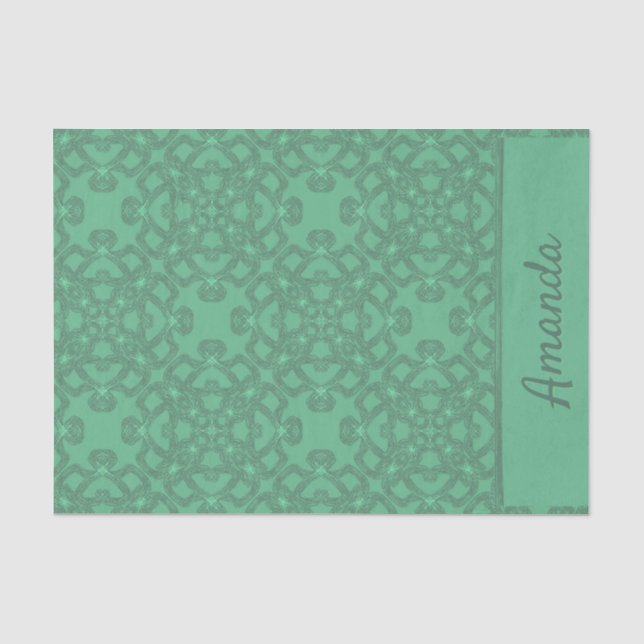 Personalised mint green pattern tissue paper (Front)