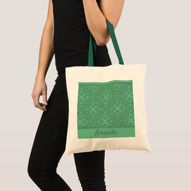 Personalised mint green pattern tote bag (Front (Product))