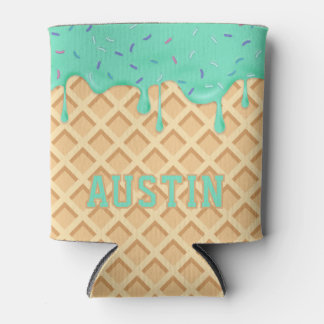 Personalised Mint Ice Cream Drip Can Cooler