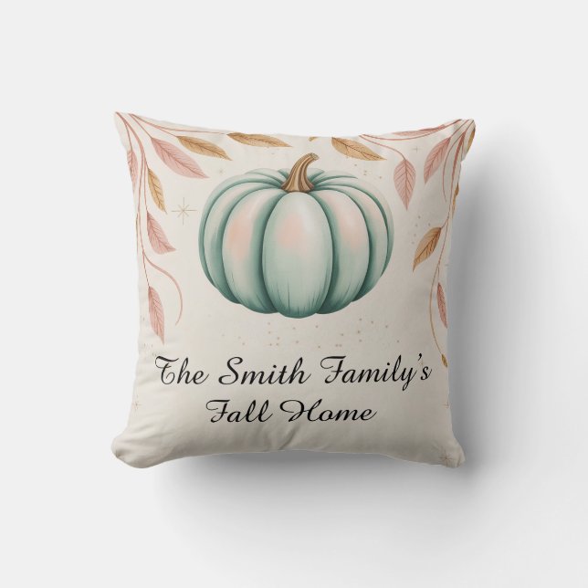 Personalised Mint Pumpkin for Fall & Halloween  Cushion (Front)