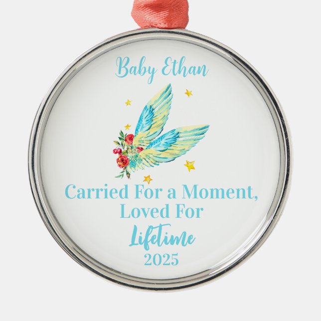 Personalised Miscarriage Ornament, Baby Memorial  Metal Ornament (Front)