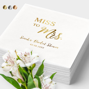 Personalised Miss to Mrs. Foil Bridal Shower Foil Napkins