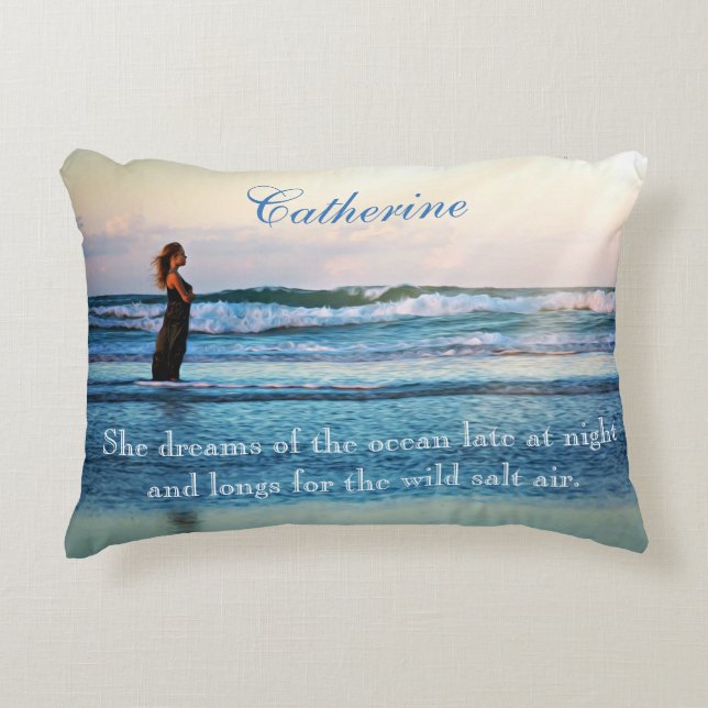 Personalised Missing The Beach "She Dreams" Decorative Cushion (Front)