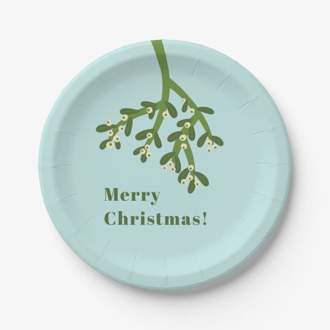 Personalised Mistletoe Christmas Party Paper Plate (Front)