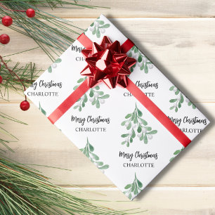 Personalised Mistletoe Christmas Wrapping Paper