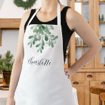 Personalised Mistletoe Greenery Apron<br><div class="desc">This Christmas apron is decorated with watercolor mistletoe and stylish typography.
Easily customisable.
Because we create our artwork you won't find this exact image from other designers.
Original Watercolor © Michele Davies.</div>