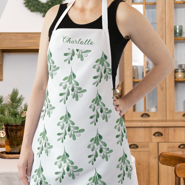 Personalised Mistletoe Pattern Apron (Creator Uploaded)