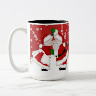 Personalised Mistletoe Santa Two-Tone Coffee Mug