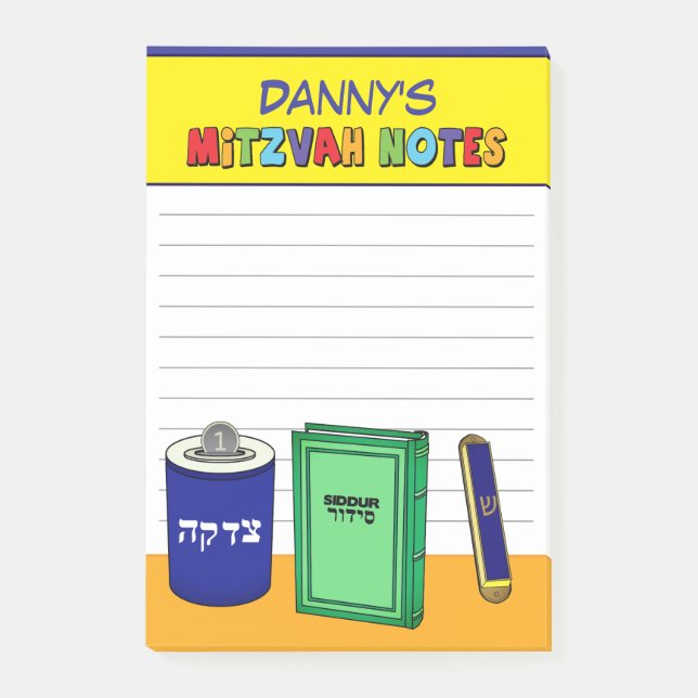 Personalised Mitzvah Items - Colourful Post-it Notes (Front)
