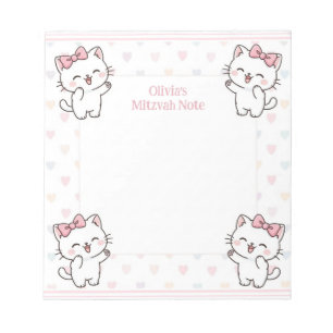 Personalised Mitzvah Note Notepad Kitten Cats
