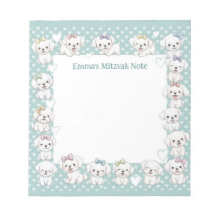 Personalised Mitzvah Note Notepad Mint Puppy Dogs