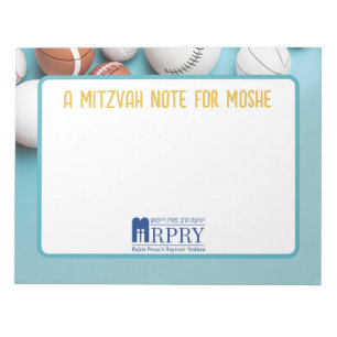 Personalised Mitzvah Note- Sports Notepad