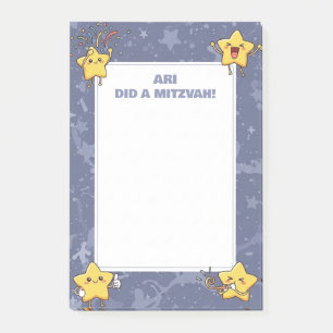 Personalised Mitzvah Notes Purple Cheering Stars
