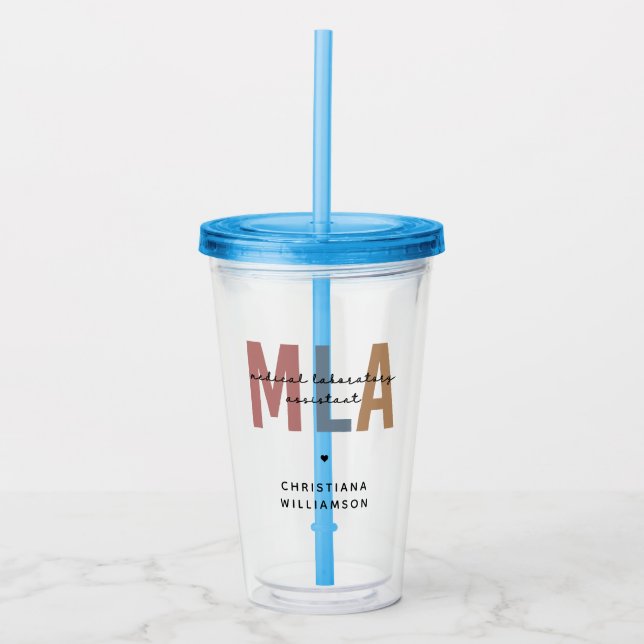 Personalised MLA Medical Laboratory Assistant Acrylic Tumbler (Front)