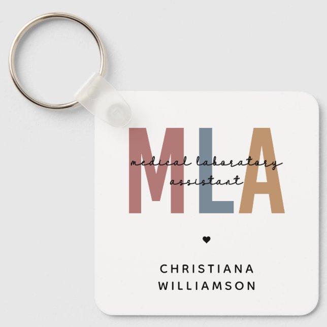 Personalised MLA Medical Laboratory Assistant Key Ring (Front)