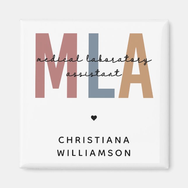 Personalised MLA Medical Laboratory Assistant Magnet (Front)