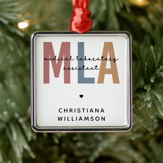 Personalised MLA Medical Laboratory Assistant Metal Ornament (Tree)