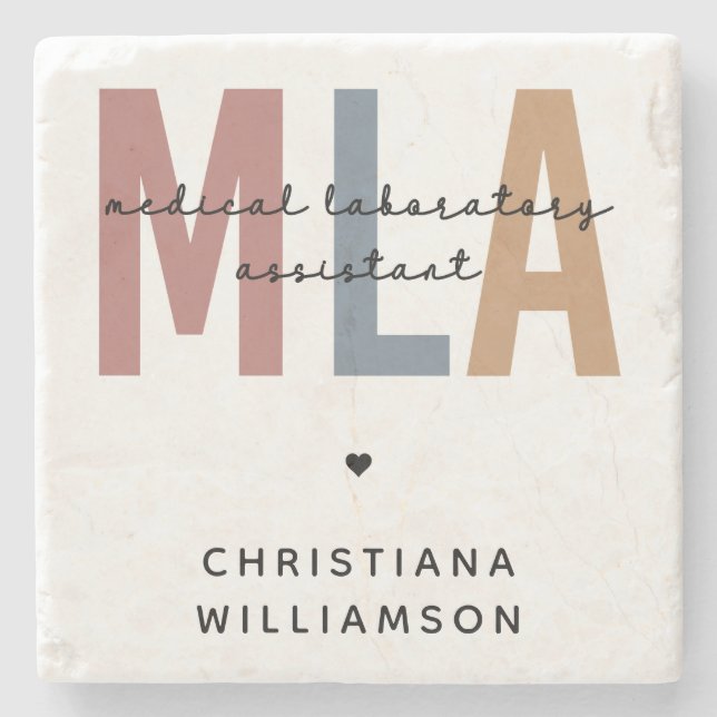 Personalised MLA Medical Laboratory Assistant Stone Coaster (Front)