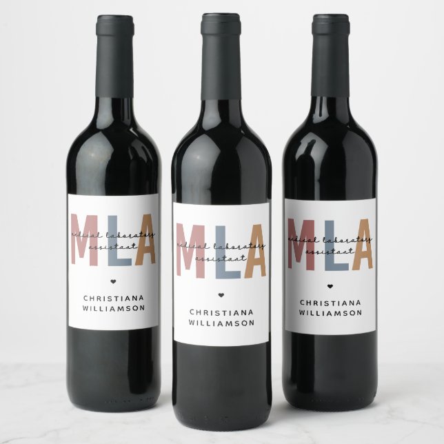 Personalised MLA Medical Laboratory Assistant Wine Label (Bottles)