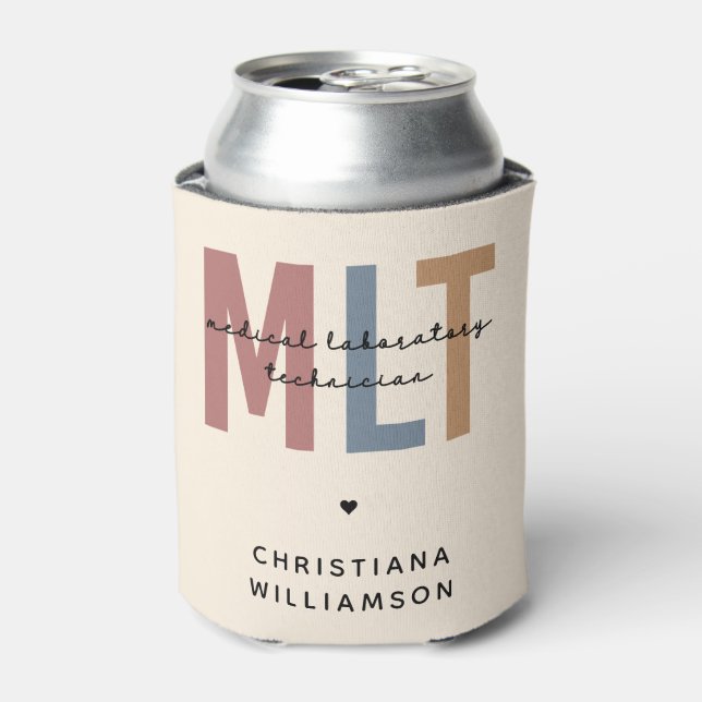 Personalised MLT Medical Laboratory Technician Can Cooler (Can Front)